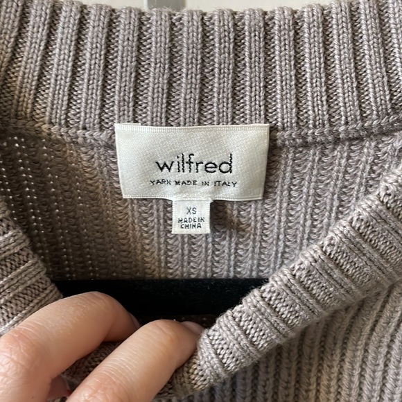 Wilfred Sardou crop scallop sweater dusty taupe sz XS - Picture 2 of 6